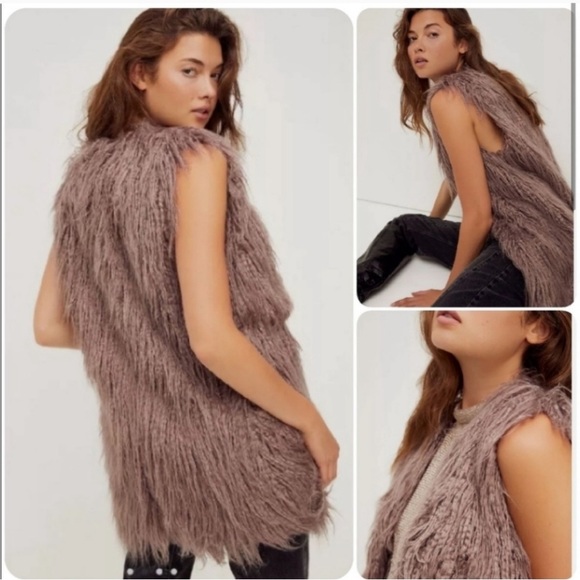 Free People Jackets & Blazers - Free People Faux Fur Sherling Vest Purple Mauve Grey